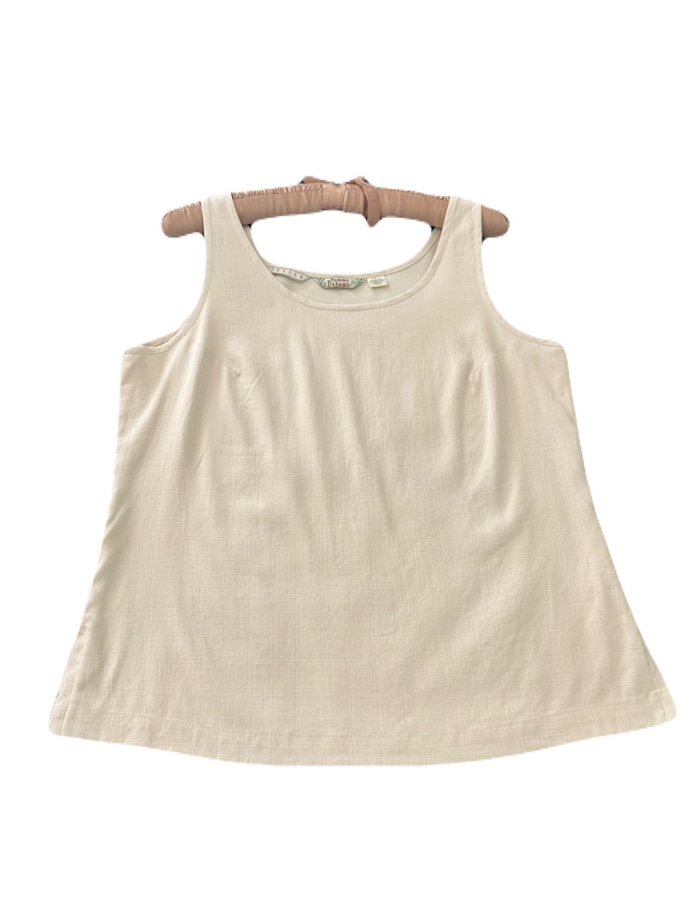 Vintage Stretch Silk Cream Tank Top | Side Slits | Quiet Luxury Coaastal Chic